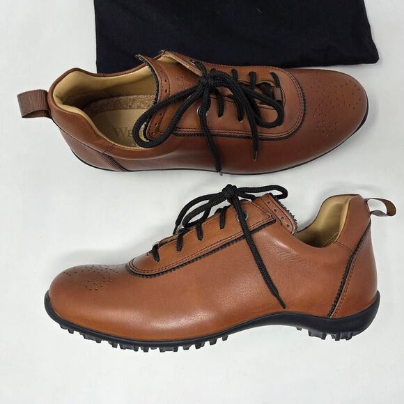WESTEES SHELLEY WEST GLAMOUR GIRL COLLECTION BROWN LEATHER GOLF SHOES WOMENS 8.5 - Picture 1 of 8